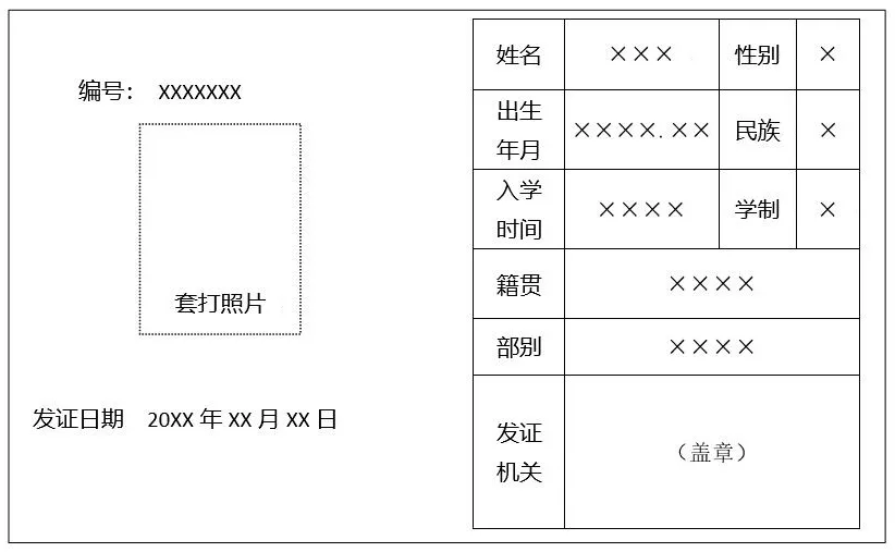 《学员证》（式样）