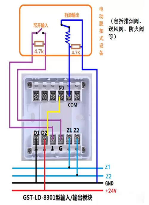 8301模块采用有源输出方式，输入端为无源常开触点的接线方法