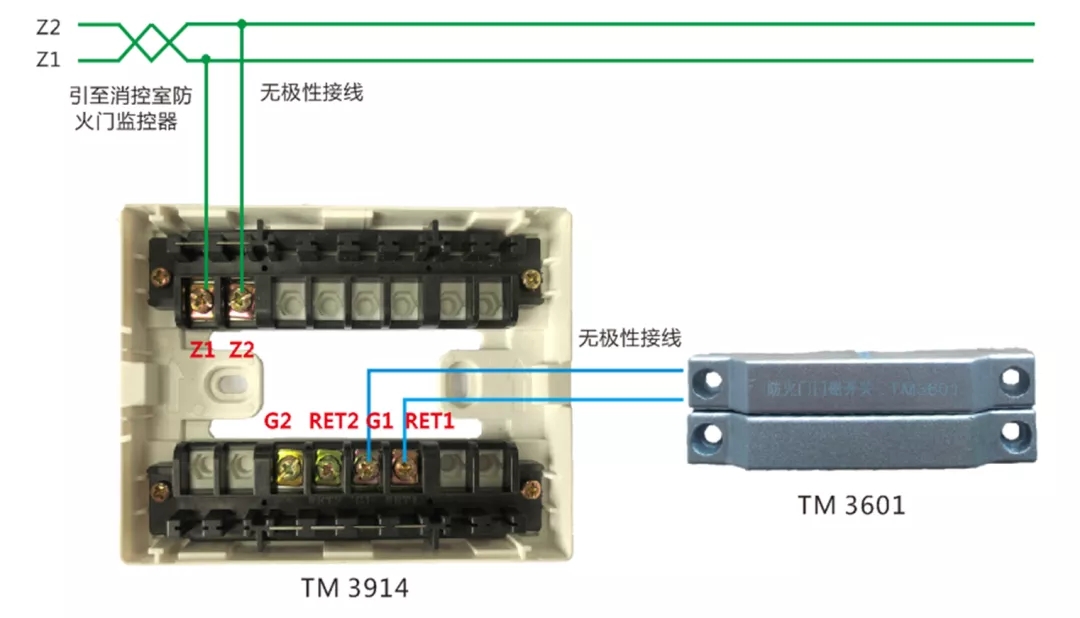 TM3914+非编码防火门门磁开关（常闭单门）