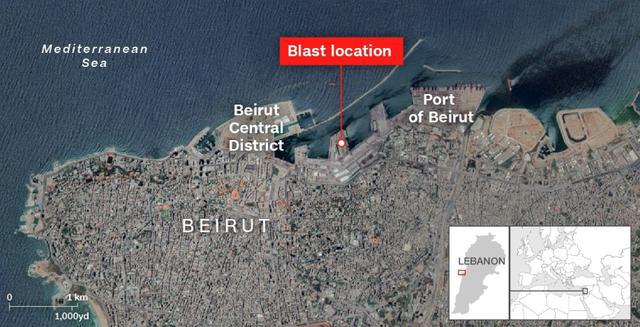 黎巴嫩贝鲁特港口爆炸前后对比
