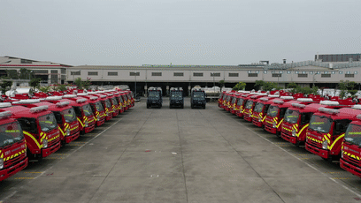 广东永强奥林宝国际消防汽车有限公司52台水罐泡沫消防车出口巴基斯坦伊斯兰共和国