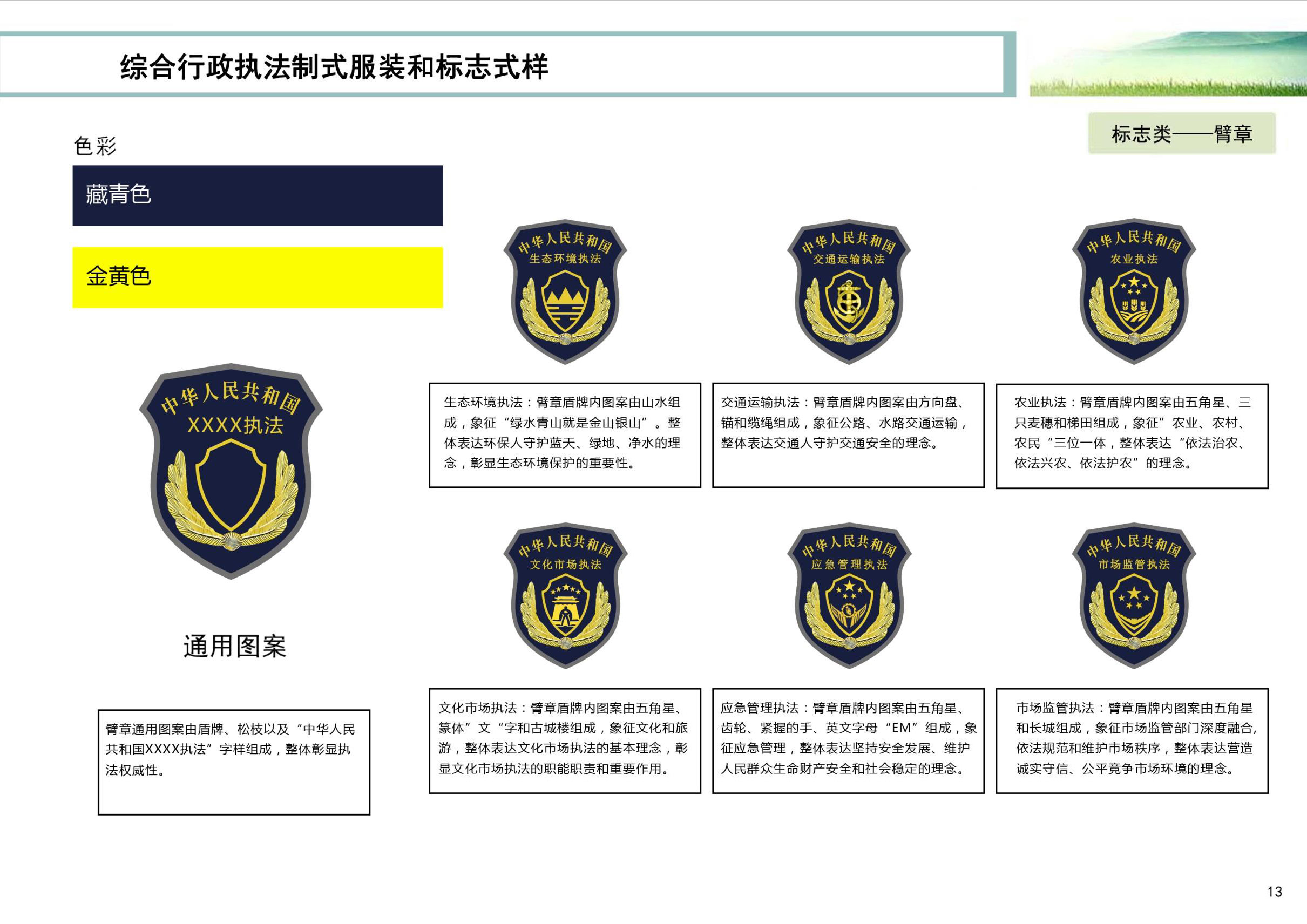 综合行政执法制式服装和标志式样