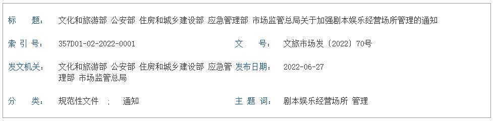 关于加强剧本娱乐经营场所管理的通知