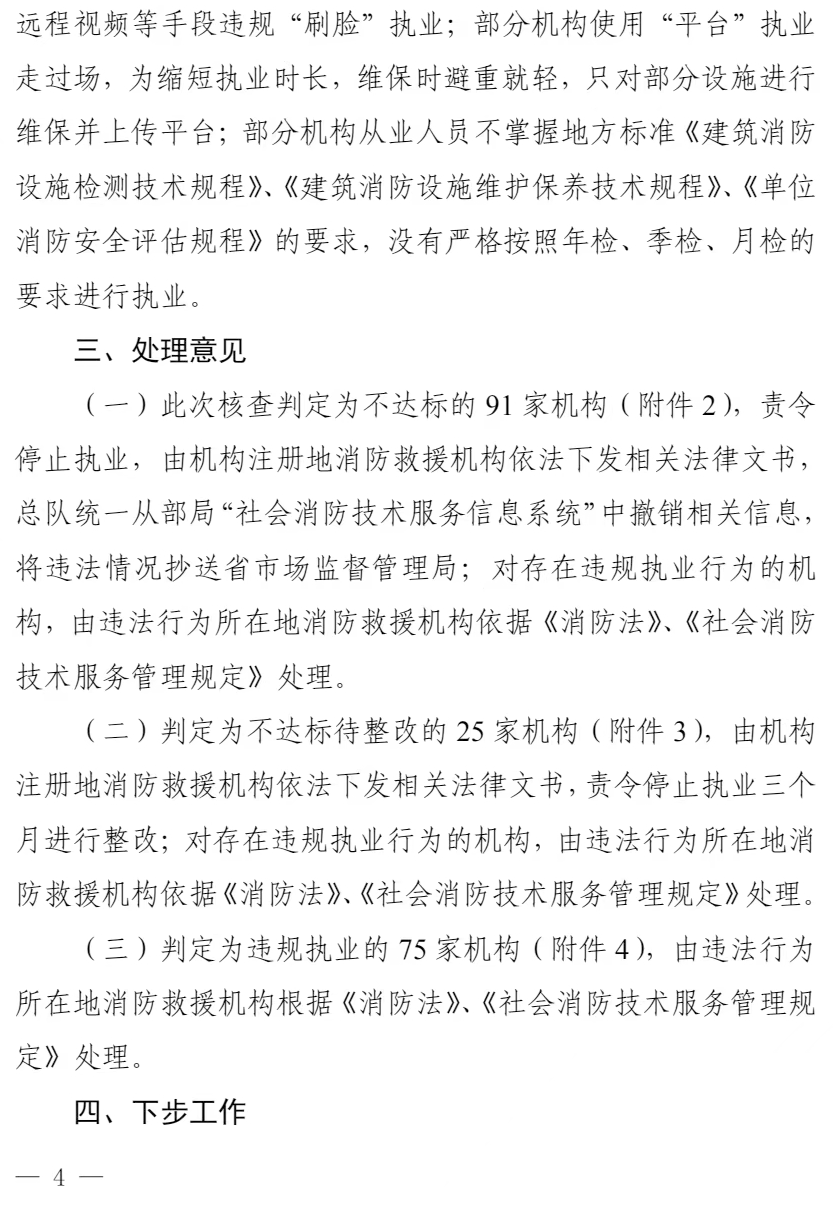 山东省消防救援总队关于全省消防技术服务机构质量专项核查报告