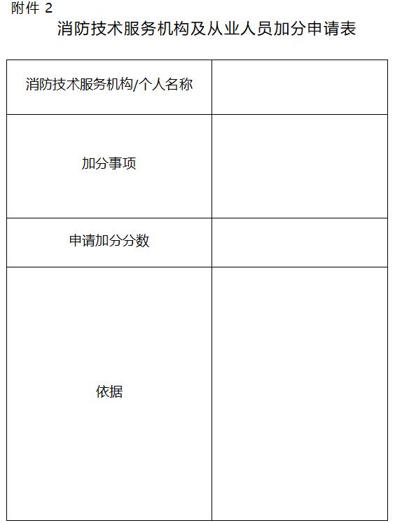 消防技术服务机构及从业人员加分申请表