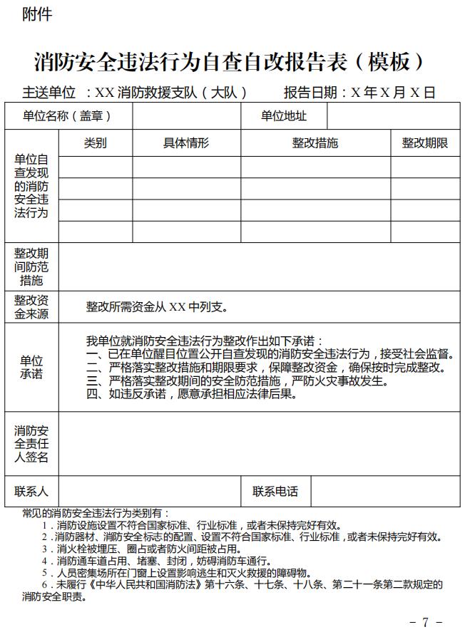 单位主动报告整改消防安全违法行为减免行政处罚规定